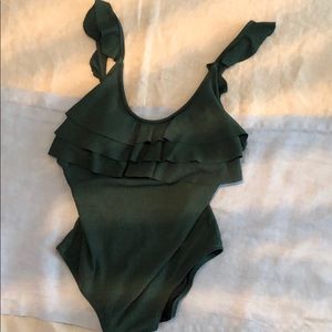 Green Cupshe one piece with ruffle top